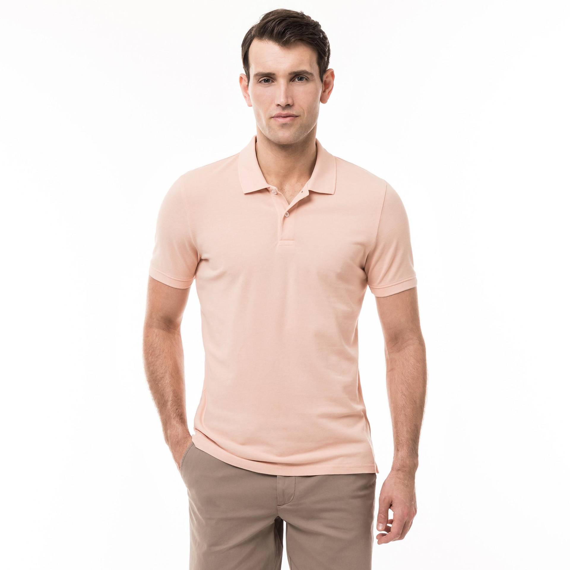 Poloshirt, Kurzarm Herren Apricot S von Manor Man