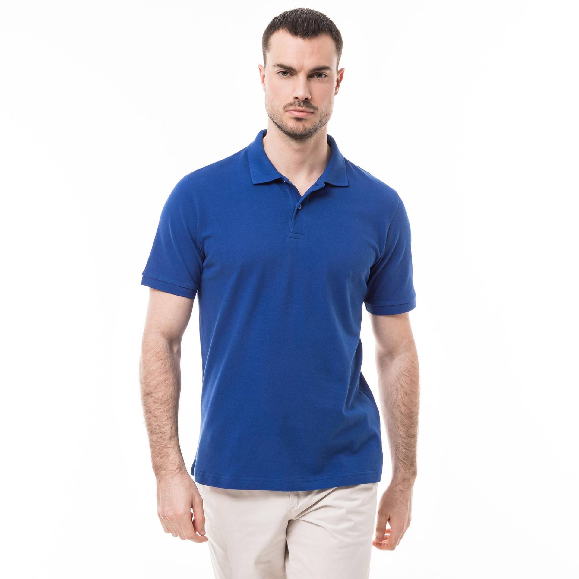 Poloshirt, Kurzarm Herren Blau L von Manor Man