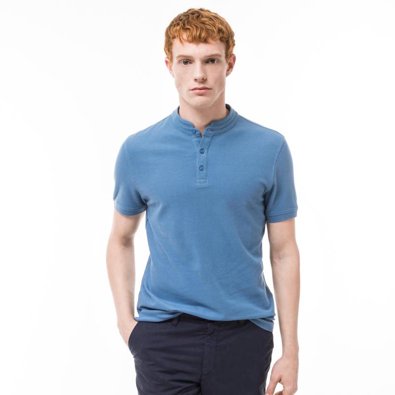 Poloshirt, Kurzarm Herren Blau L von Manor Man