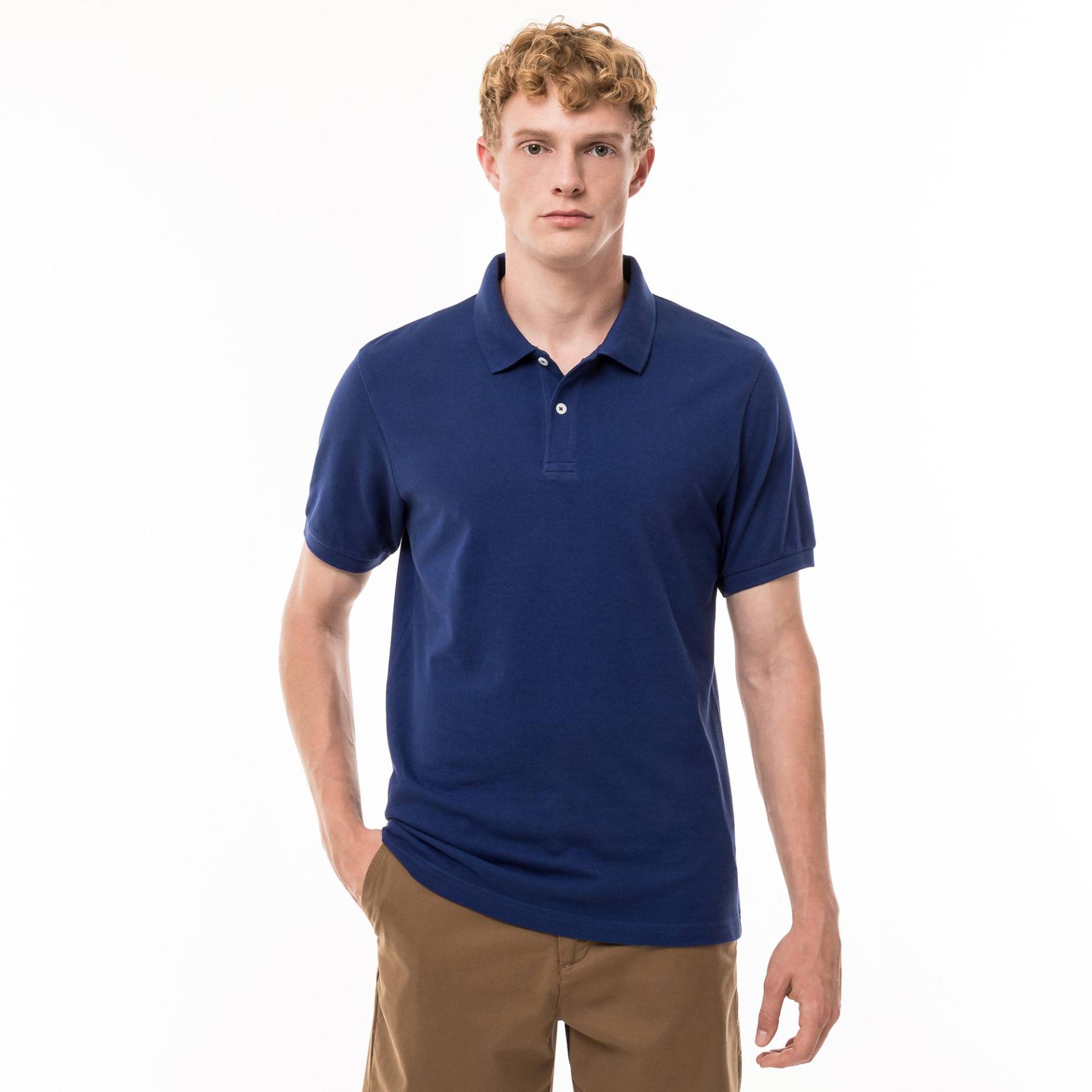 Poloshirt, Kurzarm Herren Blau L von Manor Man