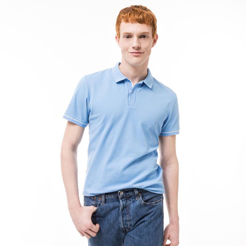 Poloshirt, Kurzarm Herren Hellblau L von Manor Man