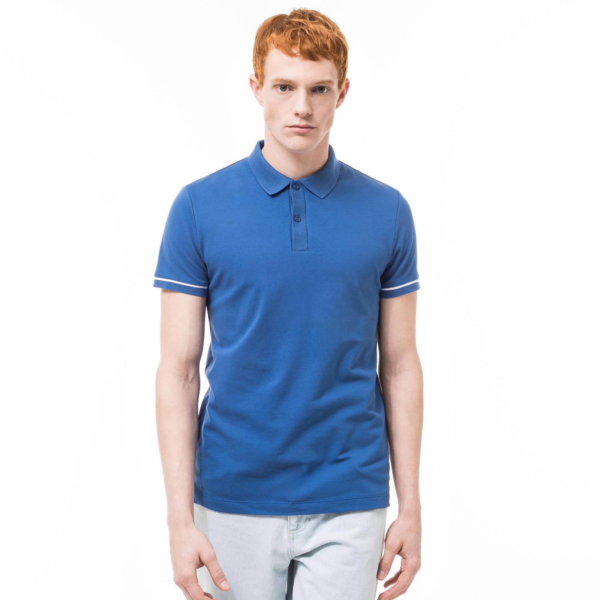 Poloshirt, Kurzarm Herren Indigo M von Manor Man