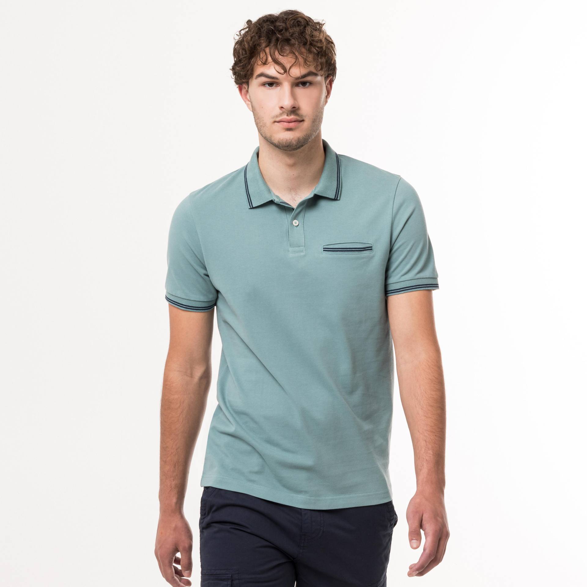 Poloshirt, Kurzarm Herren Jade L von Manor Man