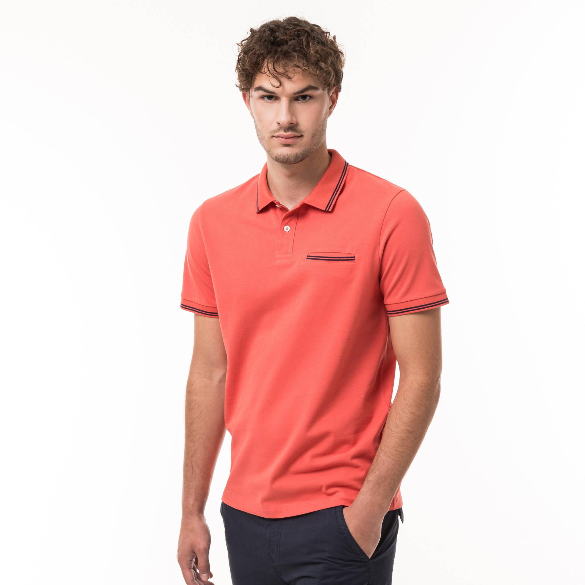 Poloshirt, Kurzarm Herren Korall 3XL von Manor Man