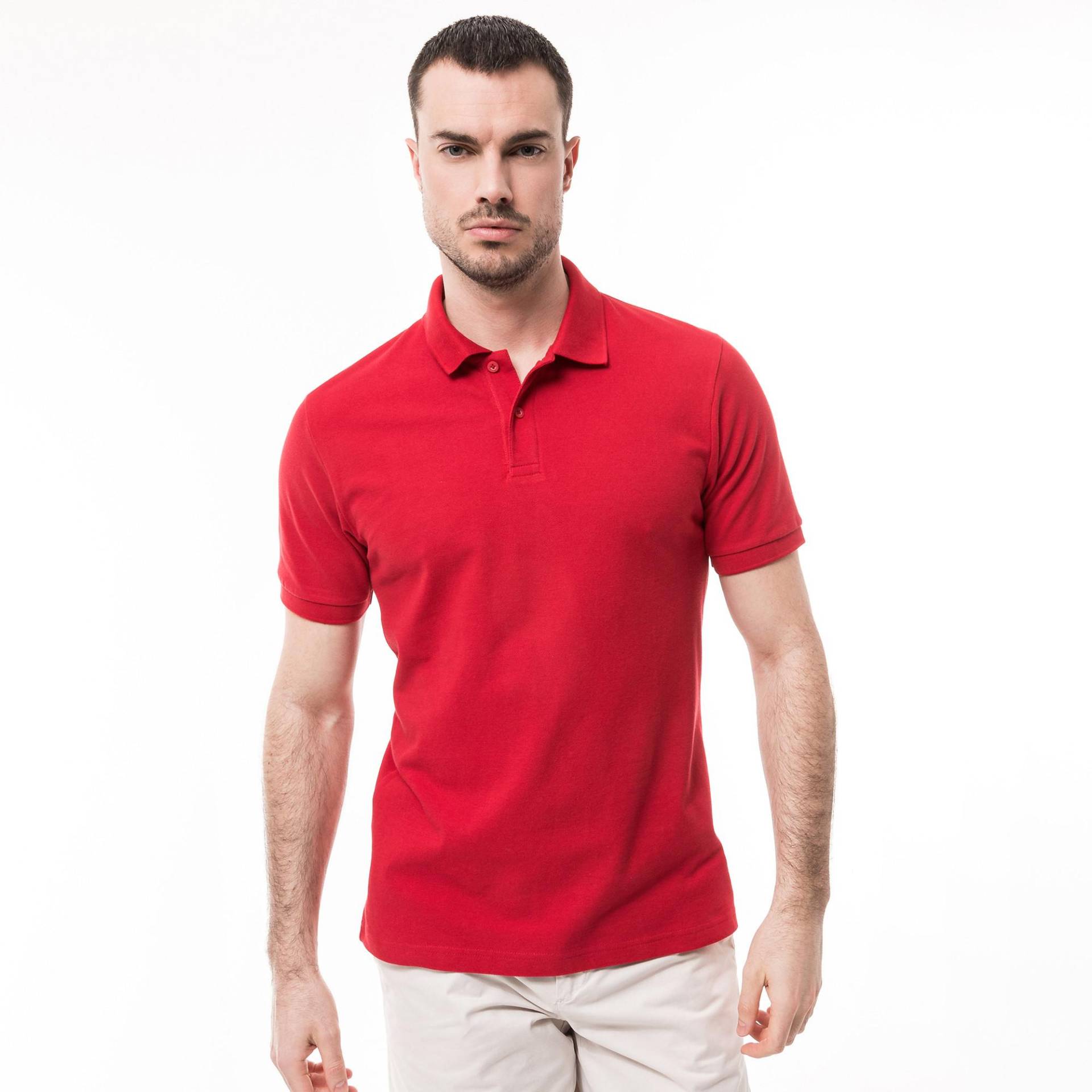 Poloshirt, Kurzarm Herren Rot L von Manor Man