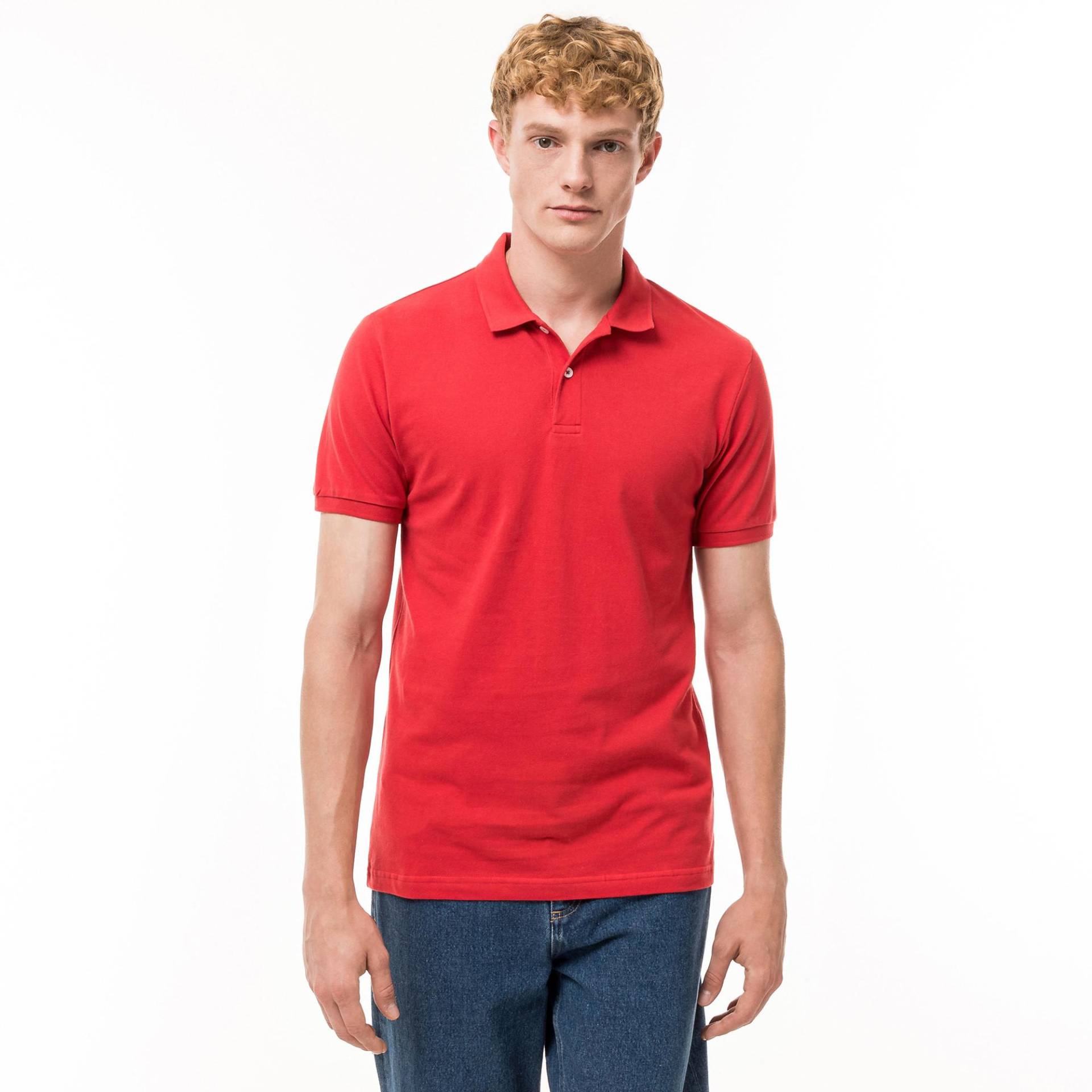 Poloshirt, Kurzarm Herren Rot L von Manor Man