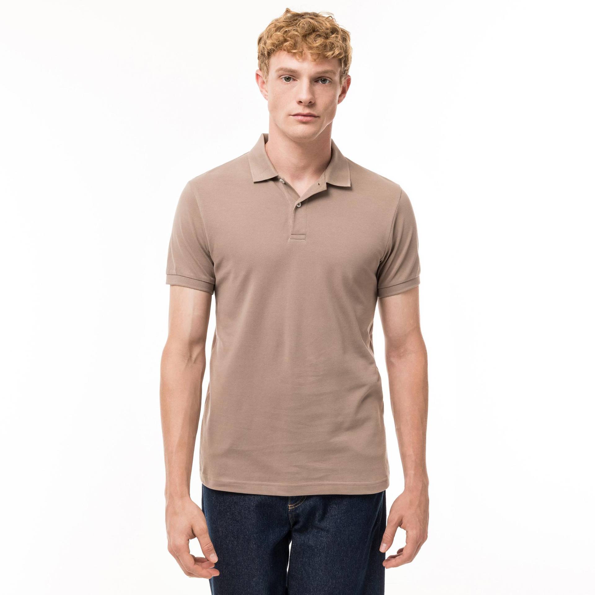 Poloshirt, Kurzarm Herren Taupe L von Manor Man