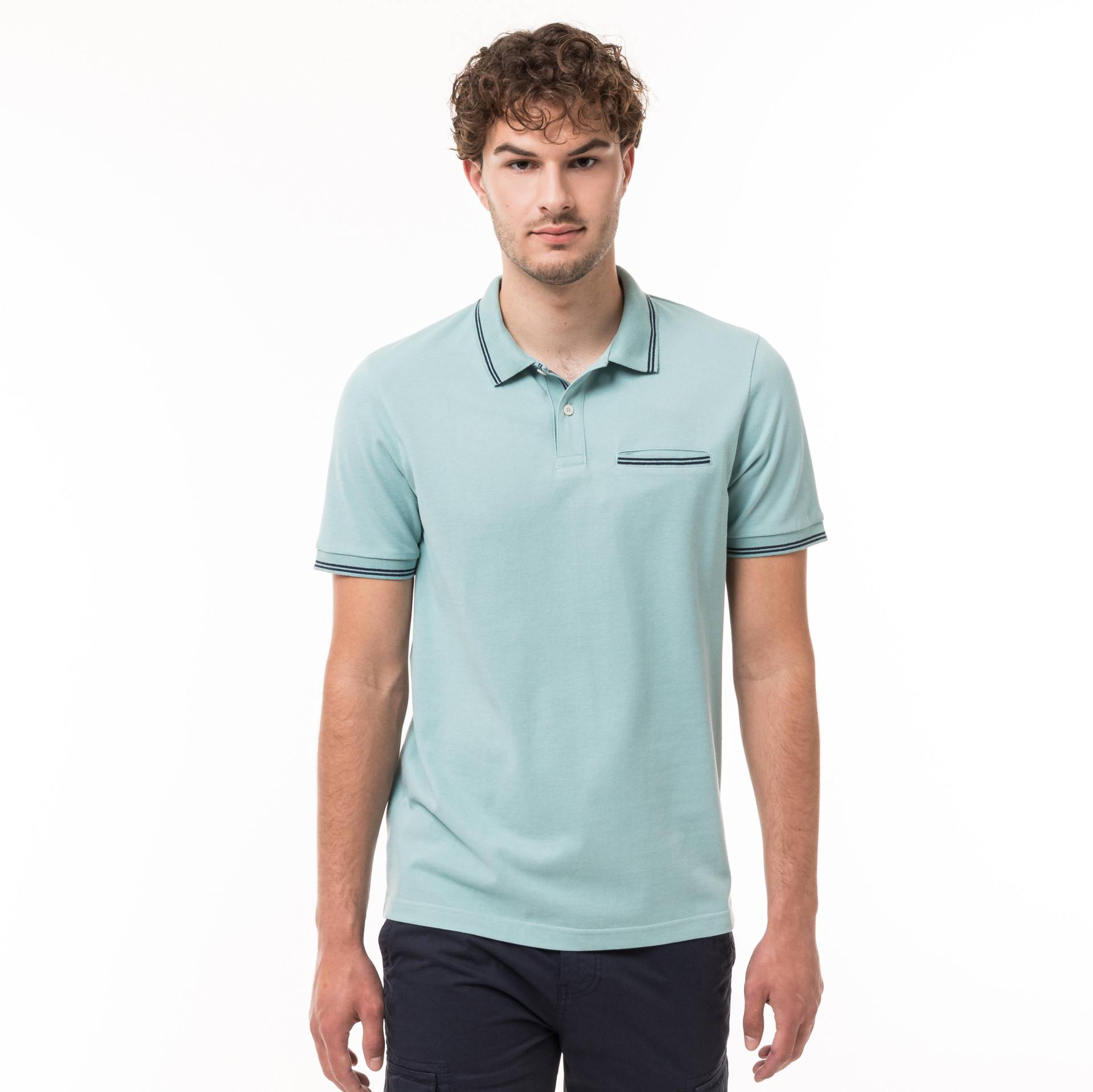 Poloshirt, Kurzarm Herren Türkisblau M von Manor Man