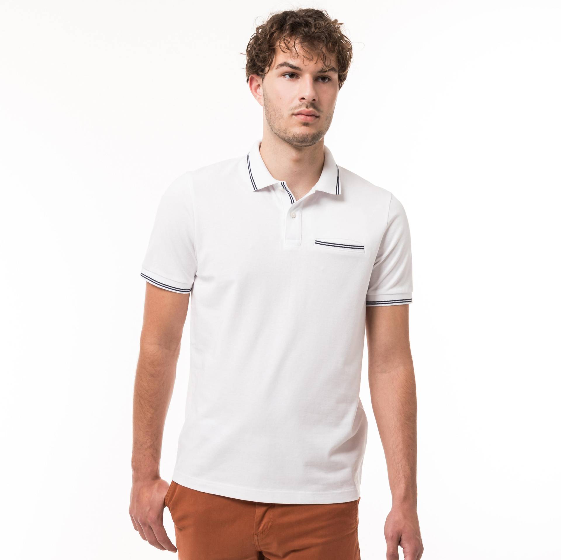 Poloshirt, Kurzarm Herren Weiss L von Manor Man