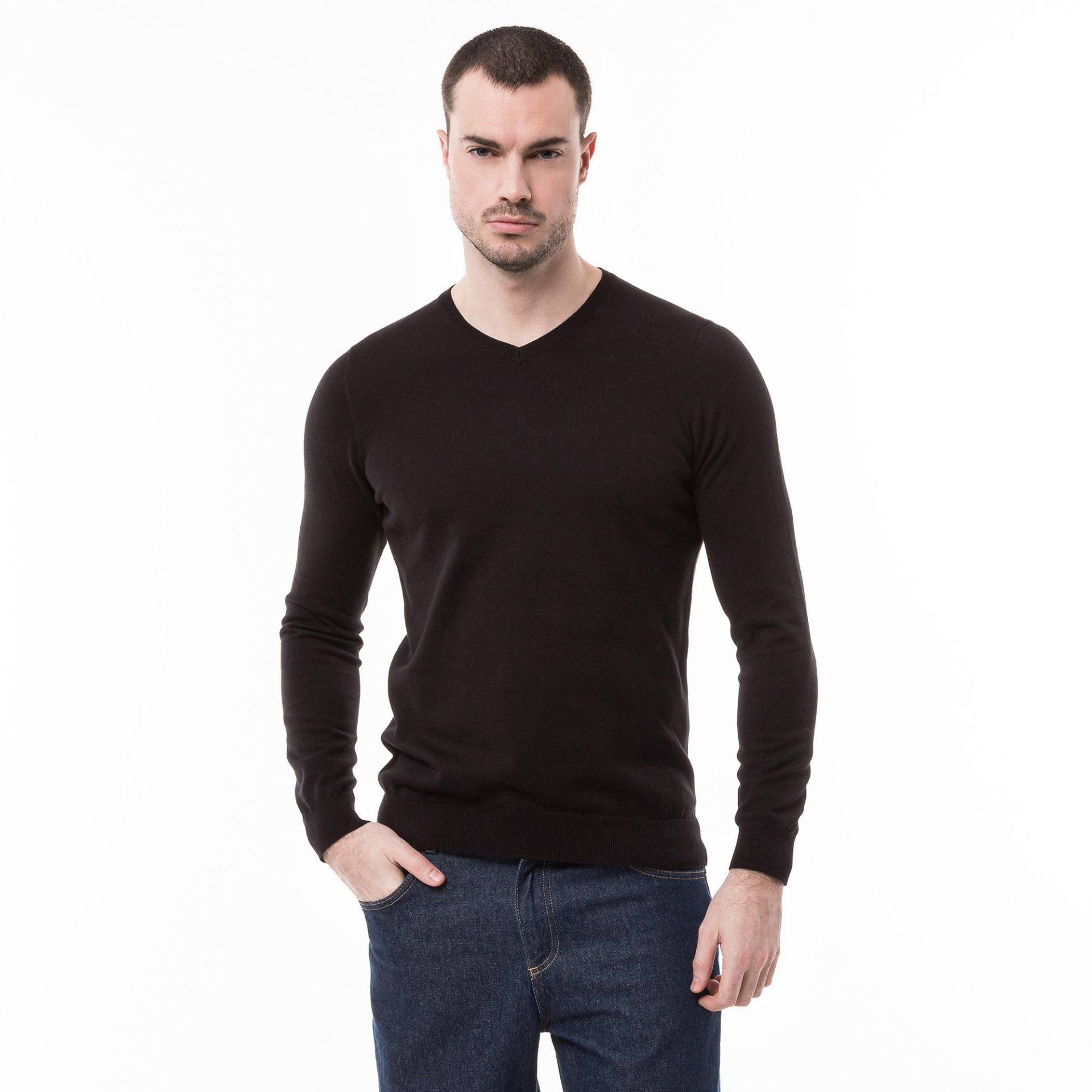 Pullover, Classic Fit, Langarm Herren Black XL von Manor Man