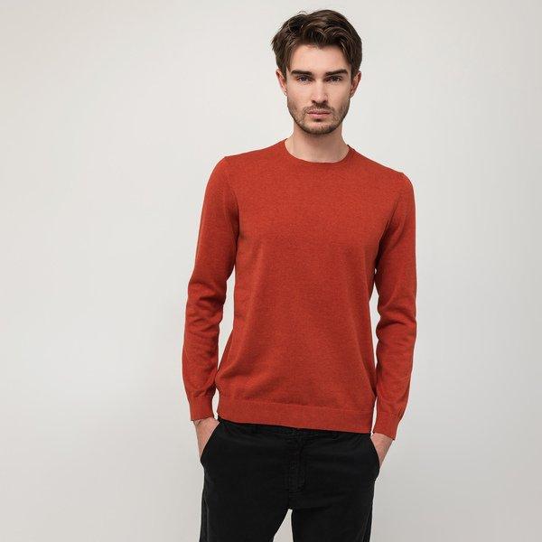 Pullover, Rundhals, Langarm Herren Orange XL von Manor Man