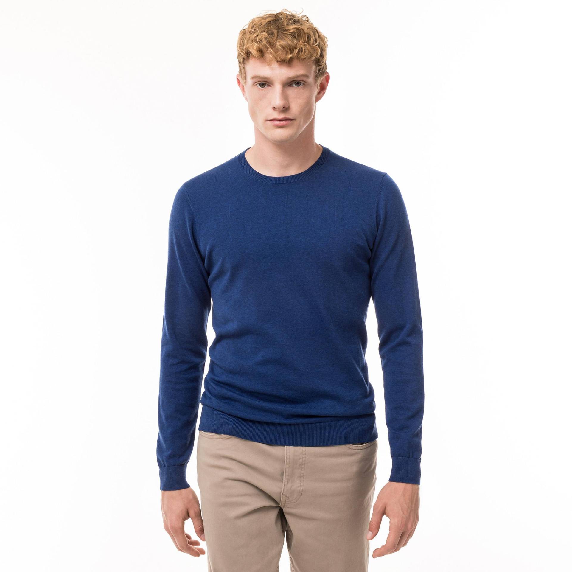 Pullover, Rundhals Herren Blau L von Manor Man