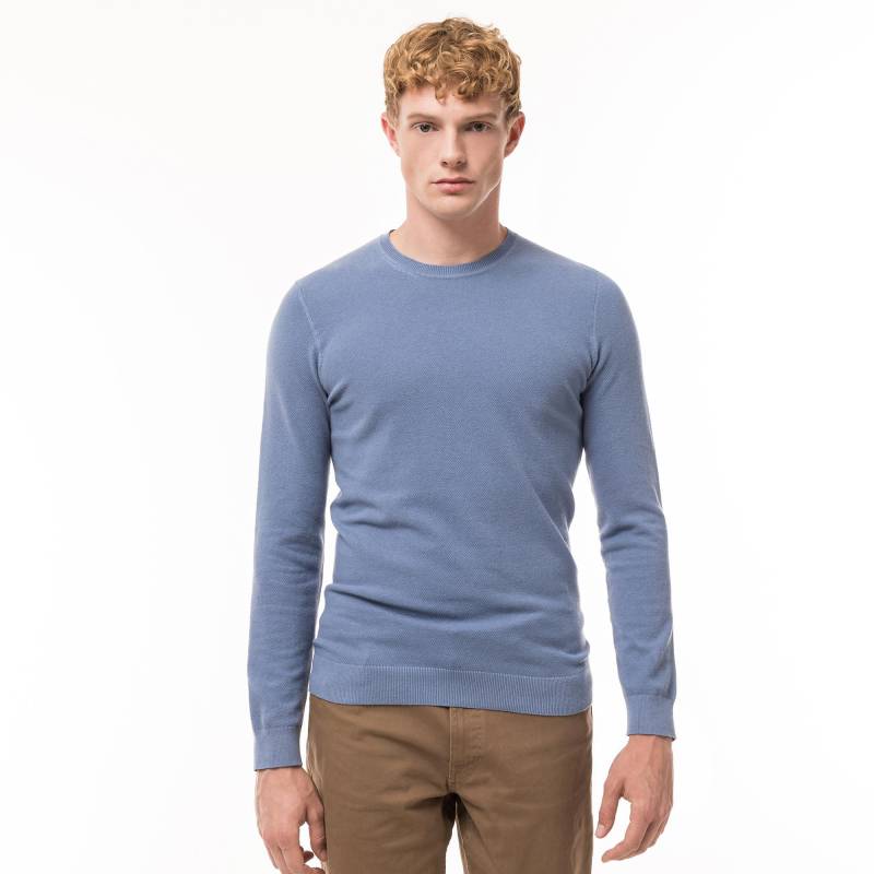 Pullover, Rundhals Herren Blau L von Manor Man