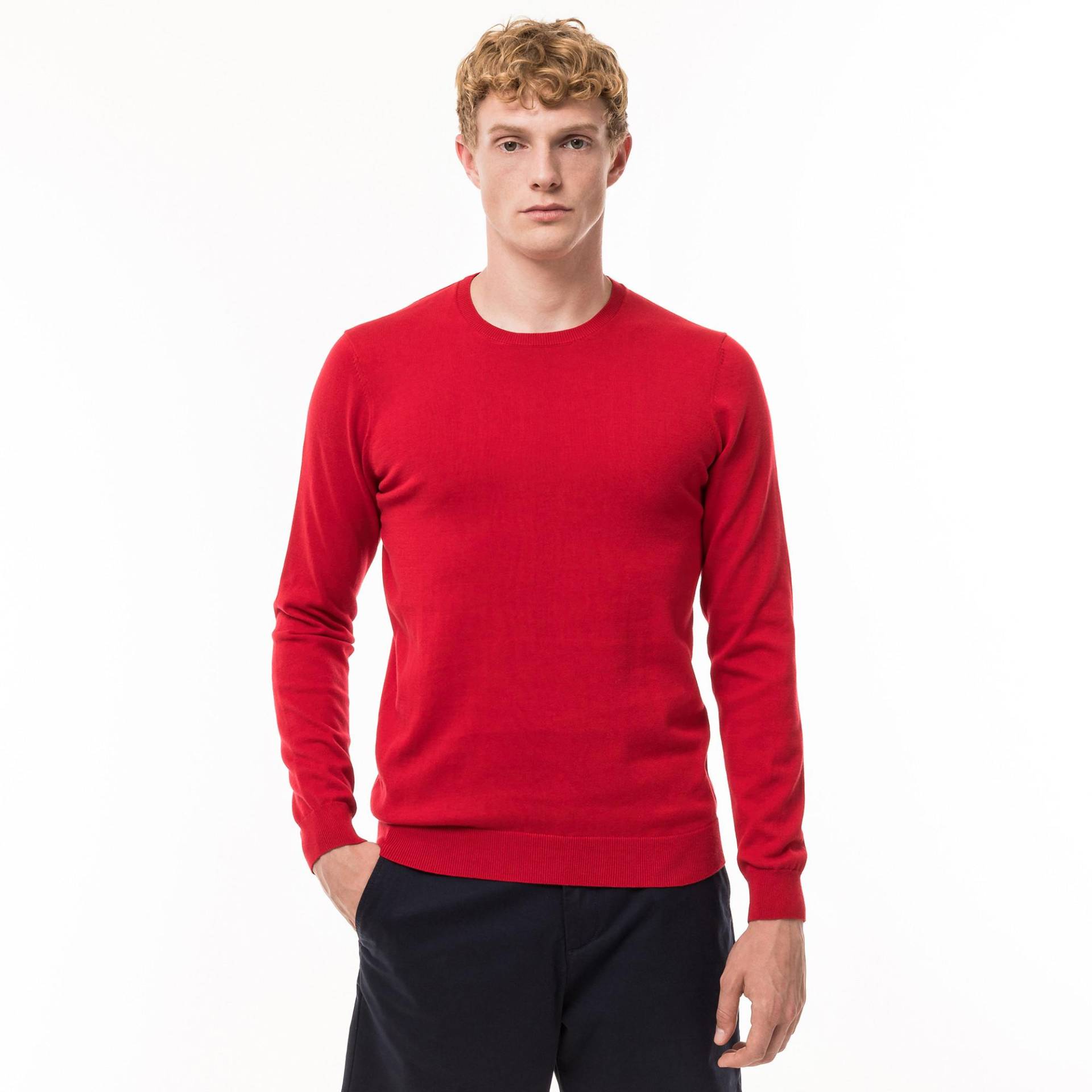 Pullover, Rundhals Herren Rot L von Manor Man