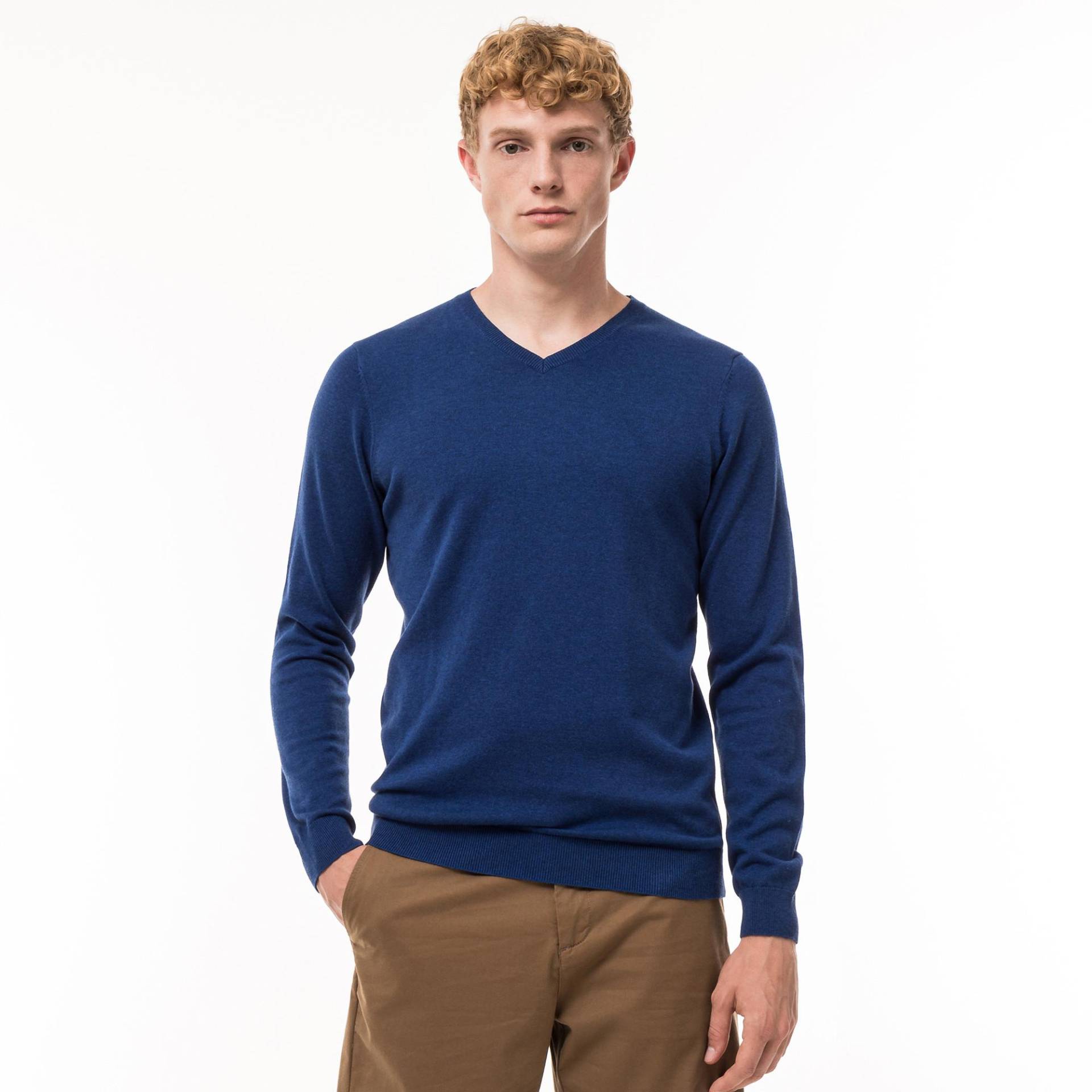 Pullover, V-neck Herren Blau L von Manor Man