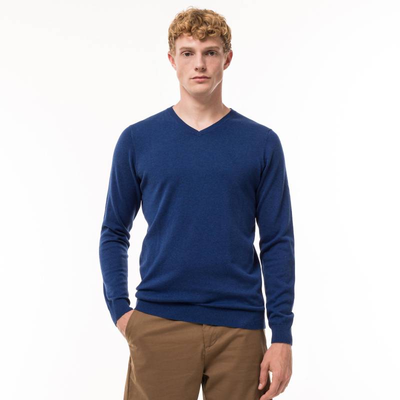 Pullover, V-neck Herren Blau S von Manor Man