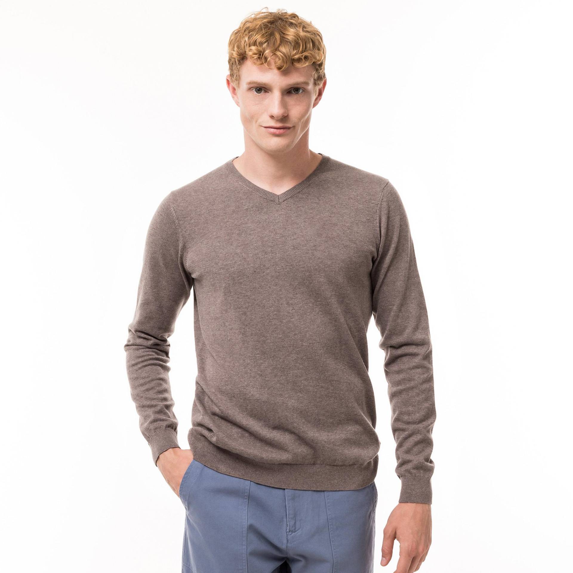 Pullover, V-neck Herren Braun L von Manor Man