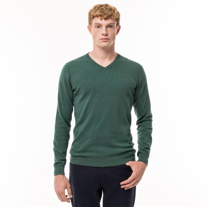 Pullover, V-neck Herren Grün L von Manor Man