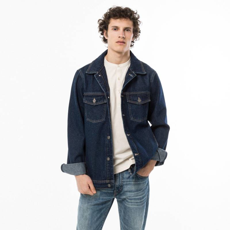 Jeansjacke Mit Knöpfen Herren Dunkelblau XL von Manor Man