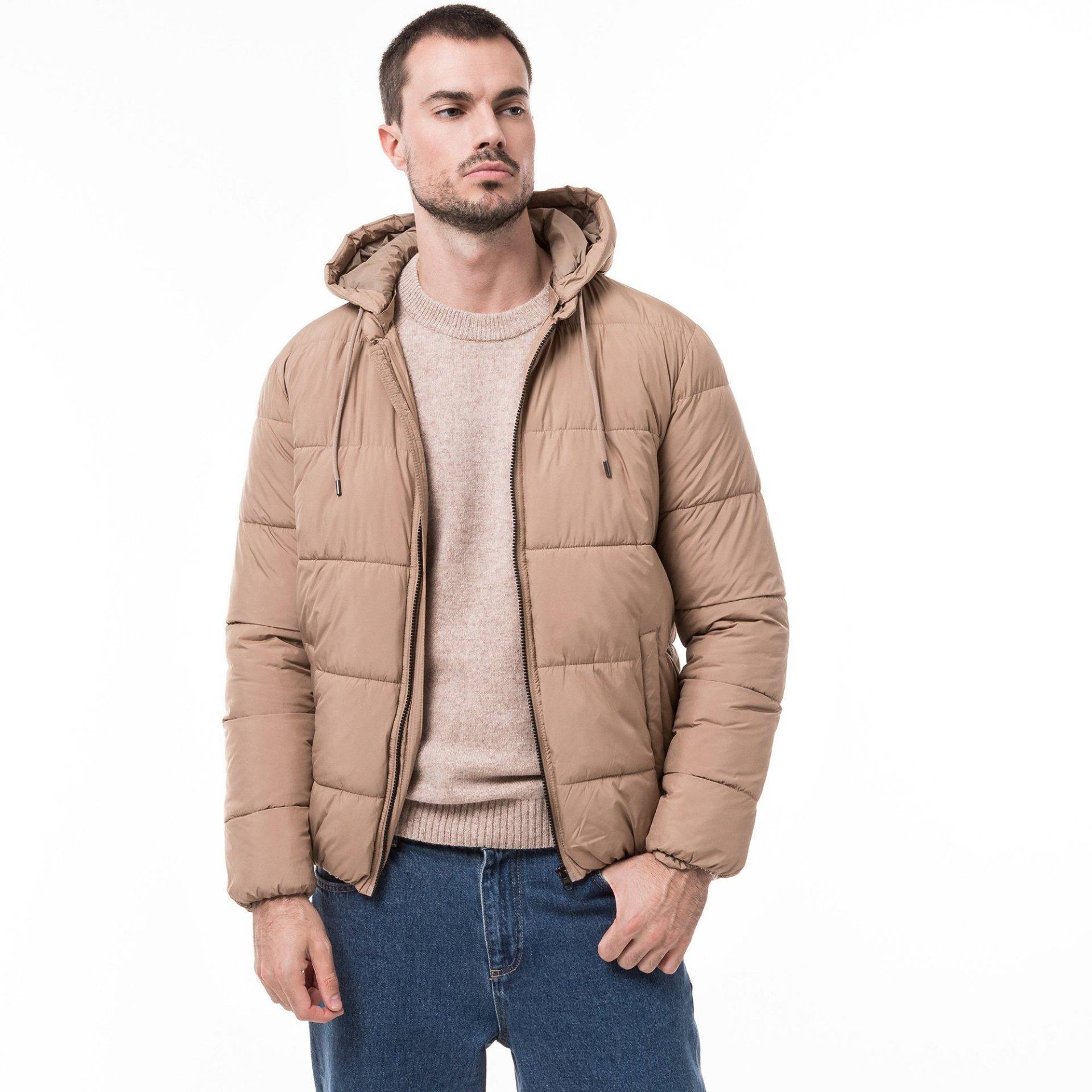 Steppjacke Mit Kapuze Herren Beige L von Manor Man