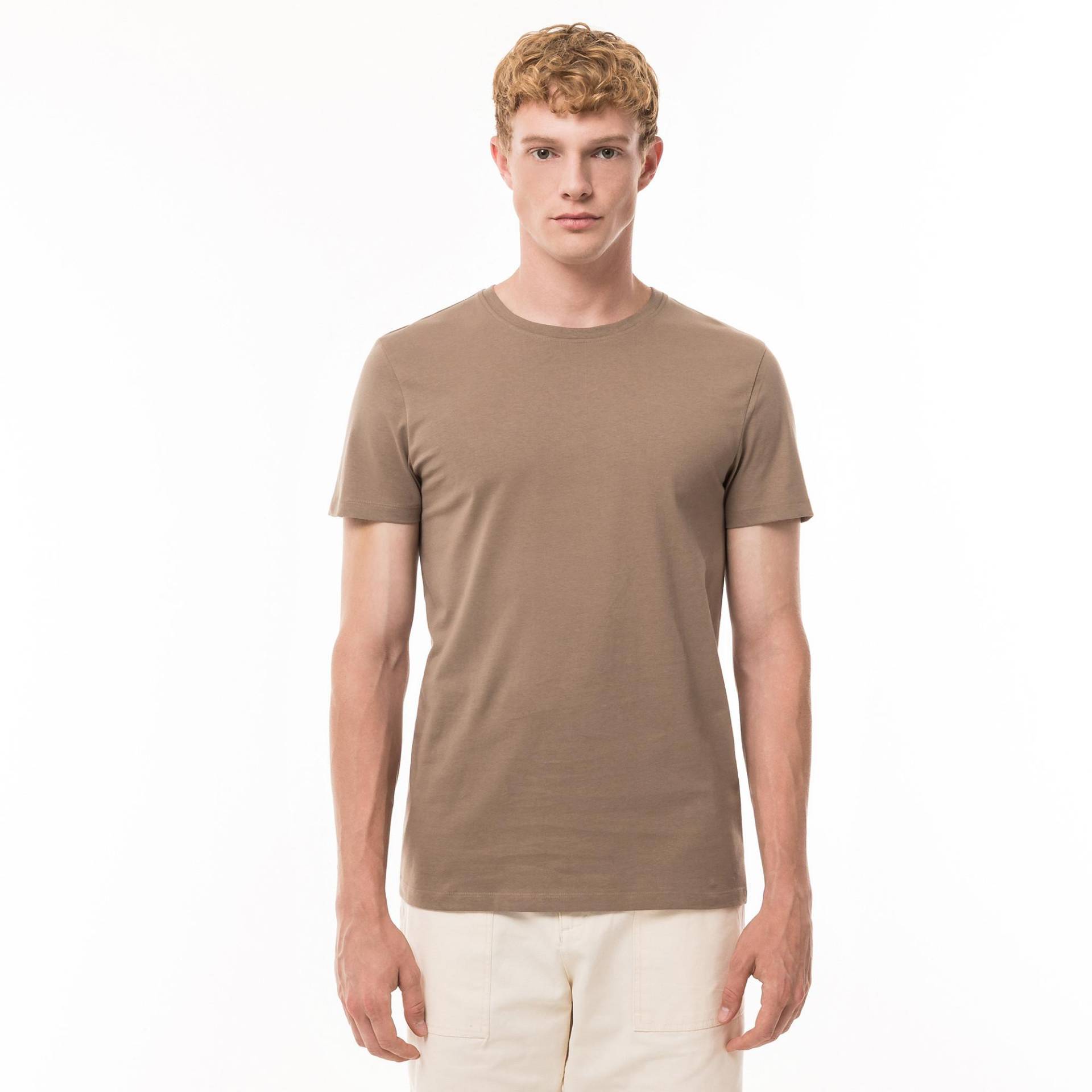 T-shirt, Rundhals, Kurzarm Herren Taupe M von Manor Man