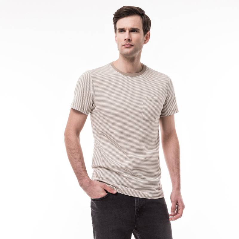 T-shirt, Rundhals, Kurzarm Herren Taupe S von Manor Man