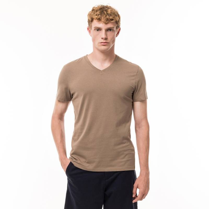 T-shirt, V-neck, Kurzarm Herren Taupe L von Manor Man