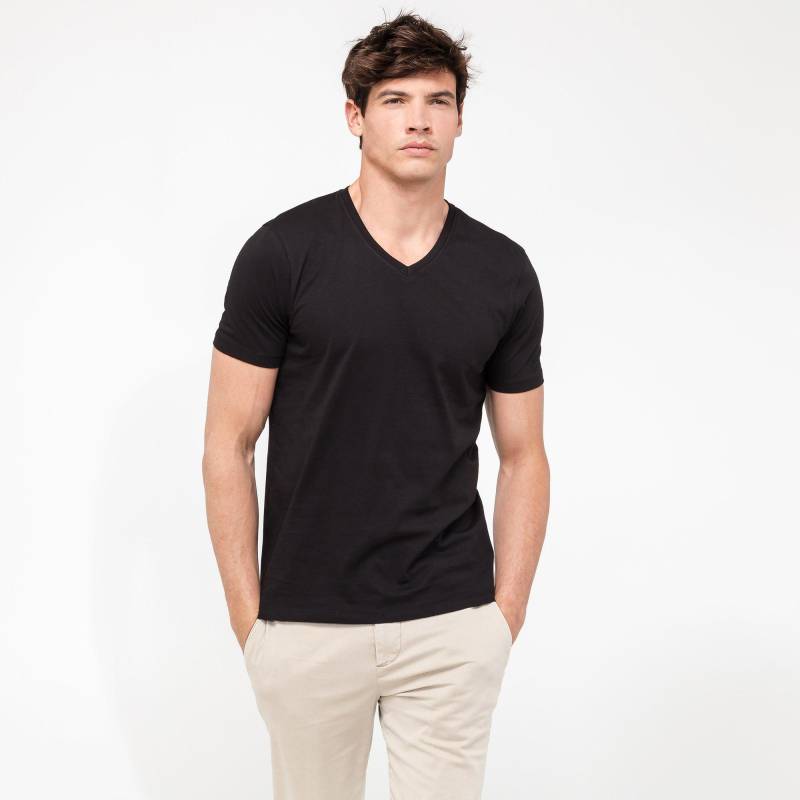 T-shirt, V-neck Herren Black 3XL von Manor Man