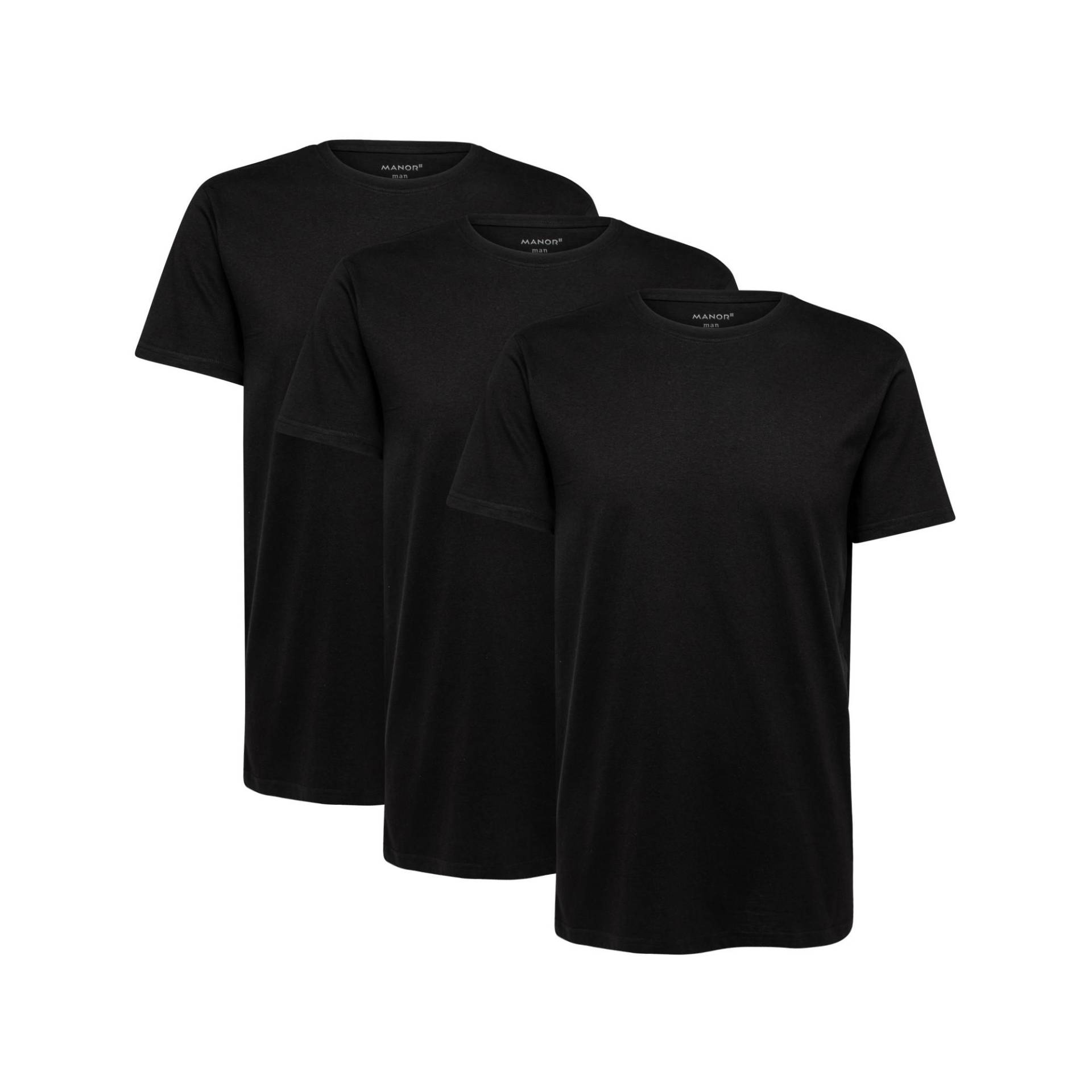 Manor Man - Triopack, T-Shirts, kurzarm, für Herren, Black, Größe M von Manor Man