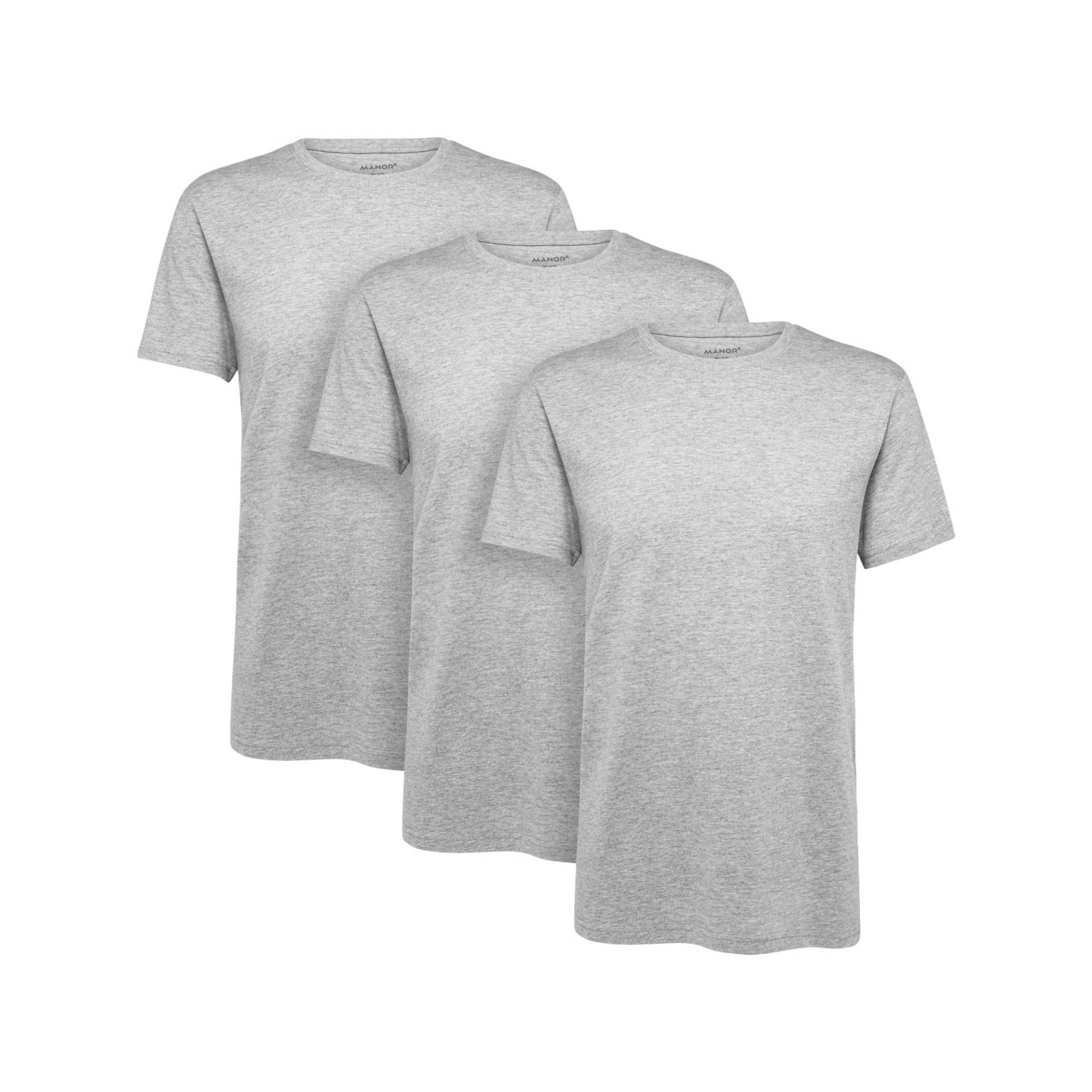 Triopack, T-shirts, Kurzarm Herren Grau Melange L von Manor Man