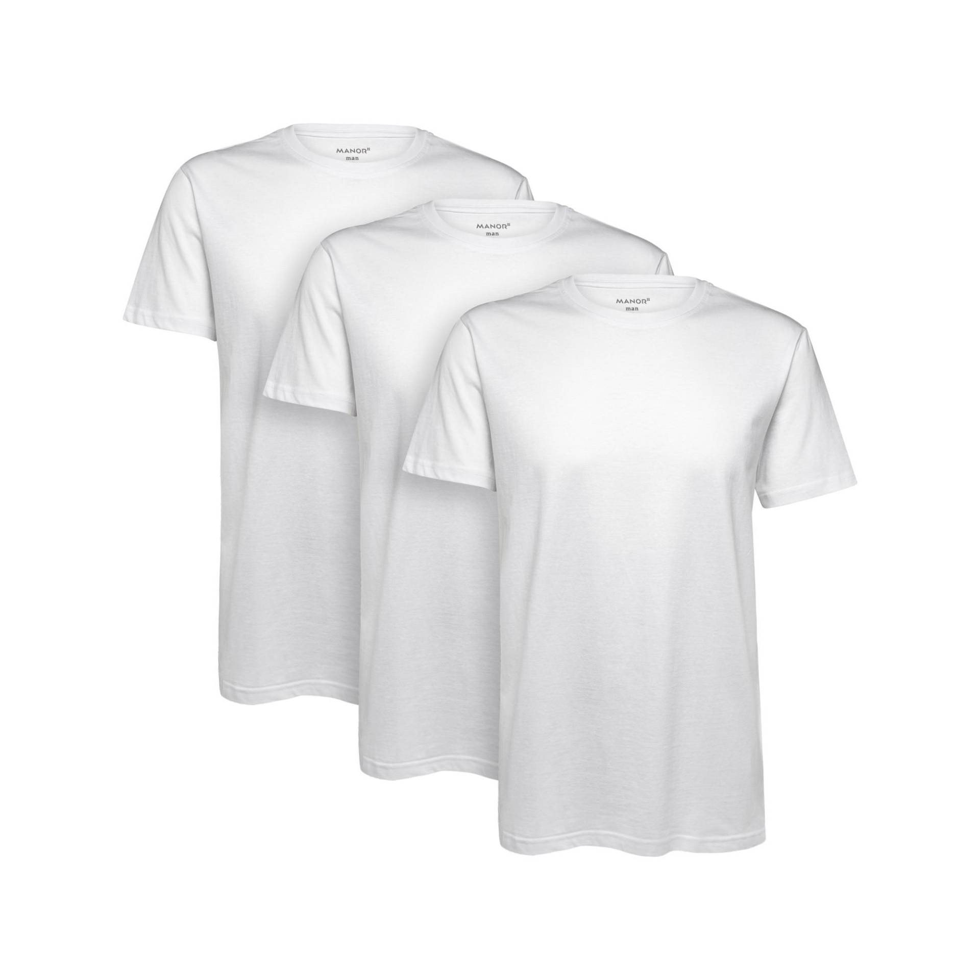 Manor Man - Triopack, T-Shirts, kurzarm, für Herren, Weiss, Größe L von Manor Man