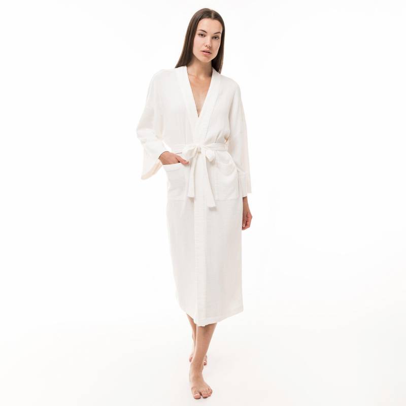 Bademantel, Damen Damen Ecru M von Manor Woman