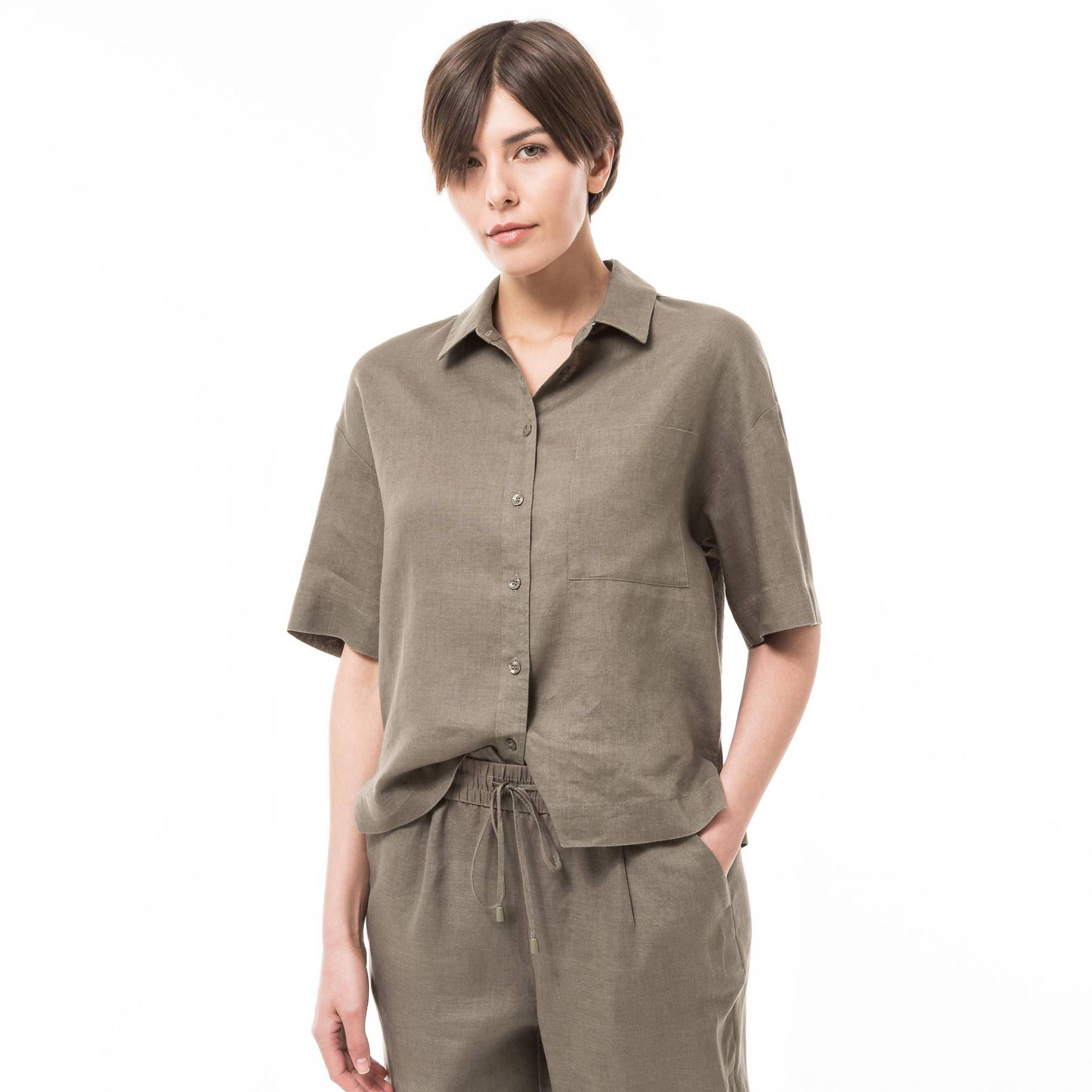 Bluse, Kurzarm Damen Militärgrün 34 von Manor Woman