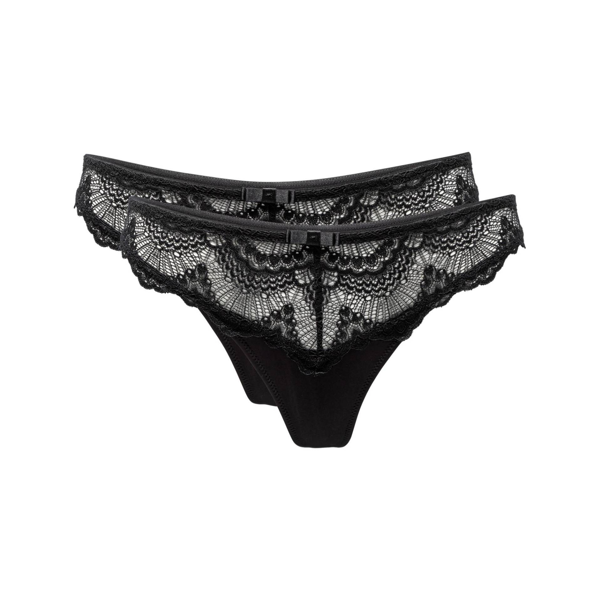 Manor Woman - Duopack String, für Damen, Black, Größe L von Manor Woman