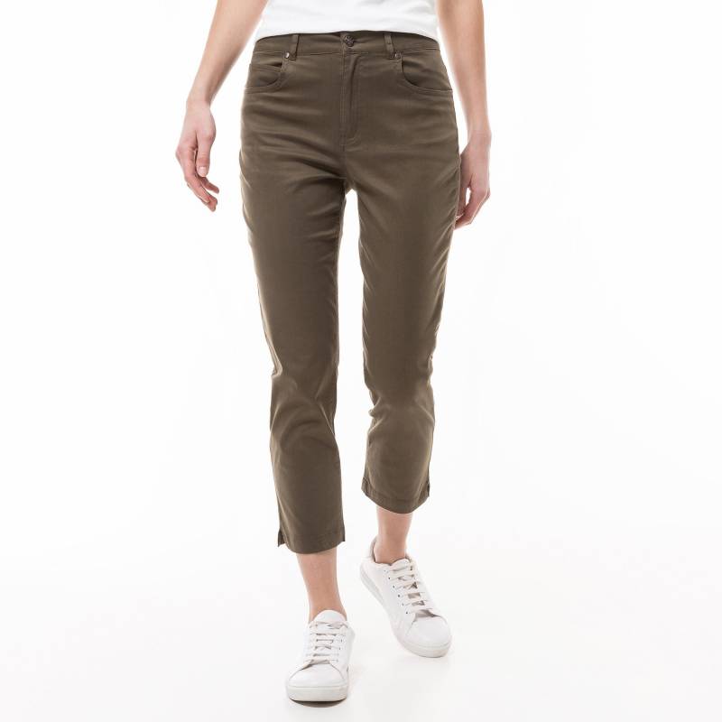 Hose, Slim Fit, 7/8-länge Damen Khaki 42 von Manor Woman