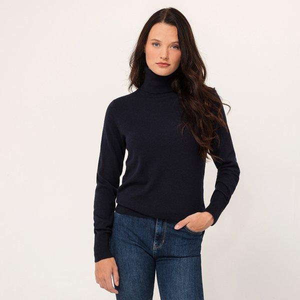 Pullover, Rollkragen, Langarm Damen Marine L von Manor Woman