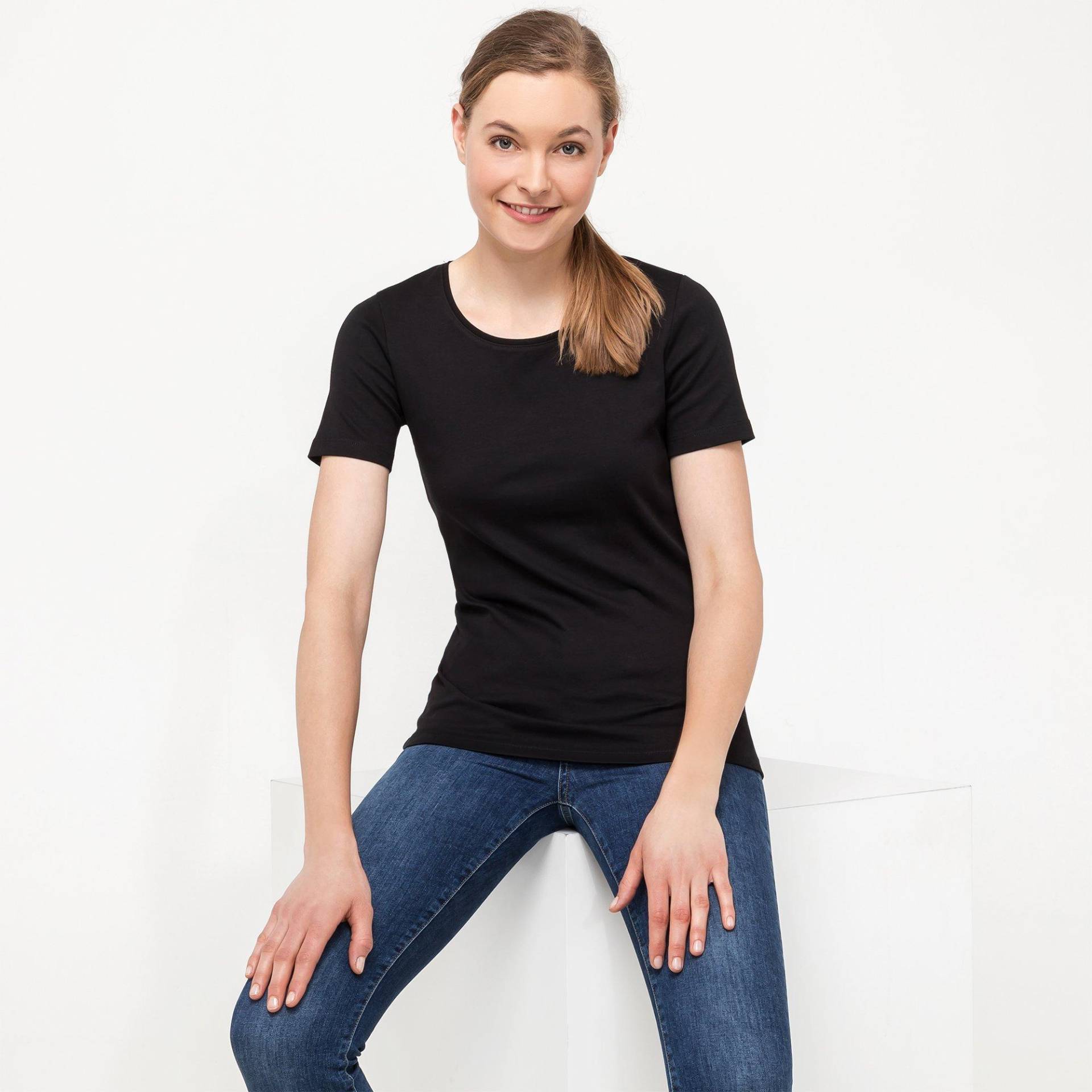 Manor Woman - Top, Rundhals, kurzarm, für Damen, Black, Größe M von Manor Woman