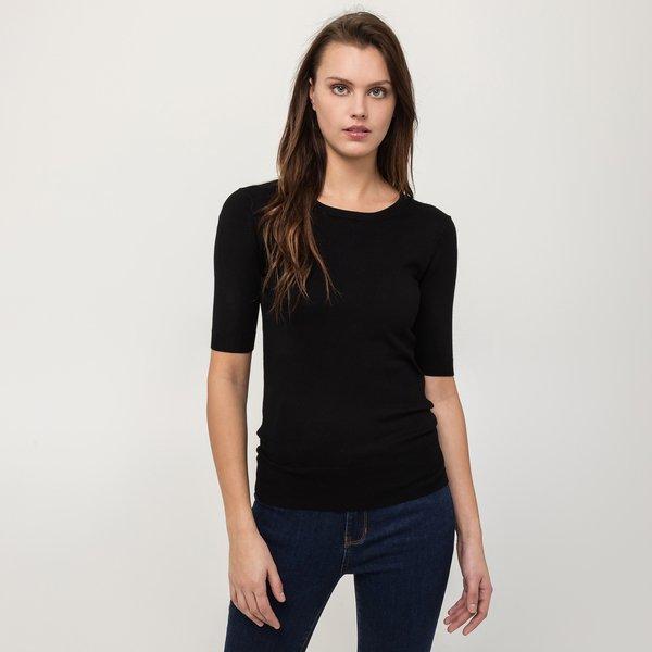 Pullover, Rundhals, Kurzarm Damen Black S von Manor Woman