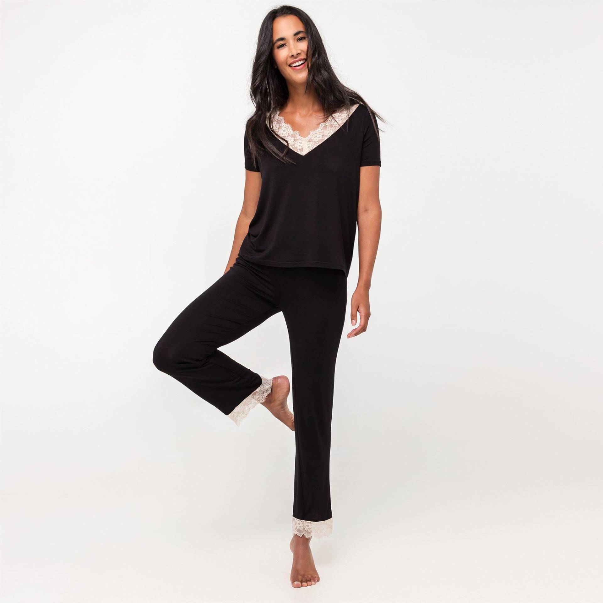 Manor Woman - Pyjama Oberteil, kurzarm, für Damen, Black, Größe S von Manor Woman