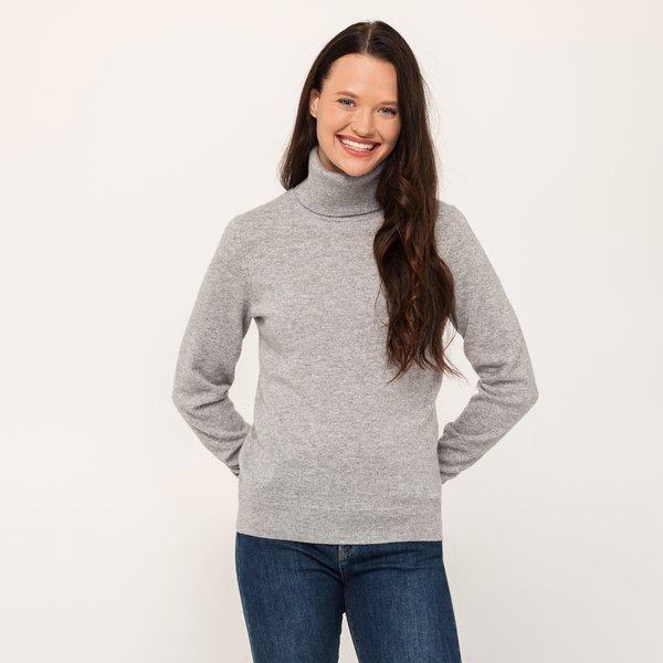 Pullover, Rollkragen, Langarm Damen Grau Melange L von Manor Woman