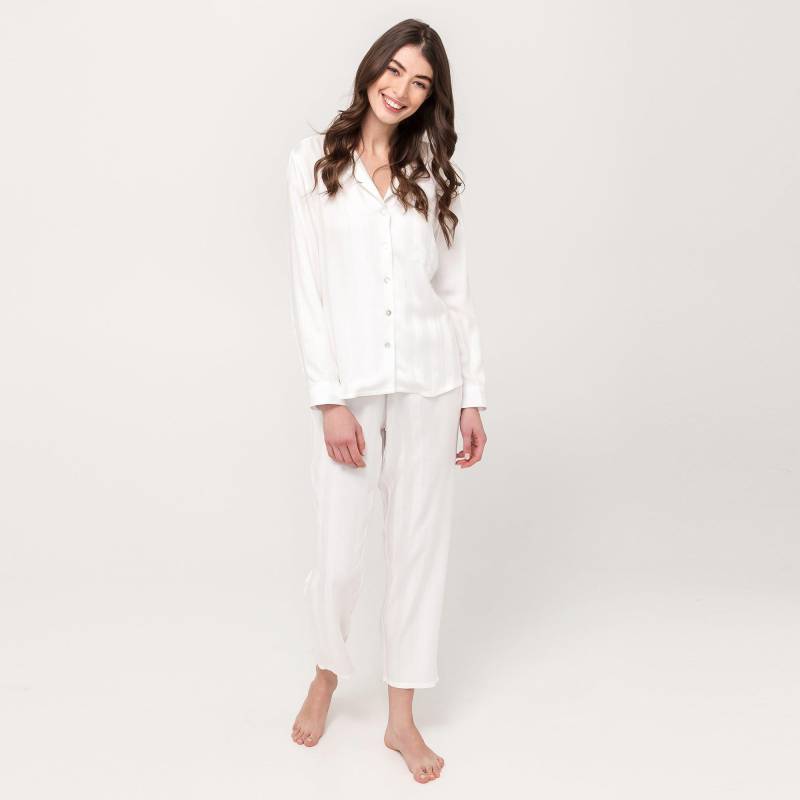 Pyjama Oberteil, Langarm Damen Ecru L von Manor Woman