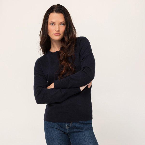 Bio-cashmere Pullover, Rundhals Damen Marine M von Manor Woman