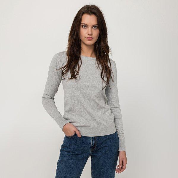 Pullover, Rundhals, Langarm Damen Grau Melange M von Manor Woman