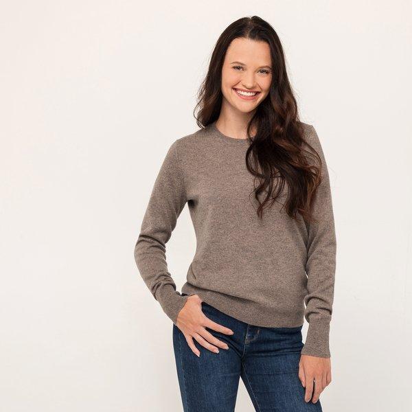 Manor Woman - Cashmere-Pullover, Rundhals, für Damen, Erdbraun, Größe XL von Manor Woman