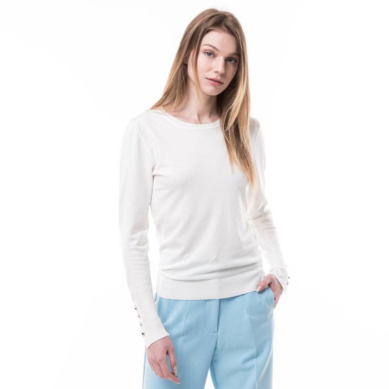 Pullover, Rundhals, Langarm Damen Ecru L von Manor Woman