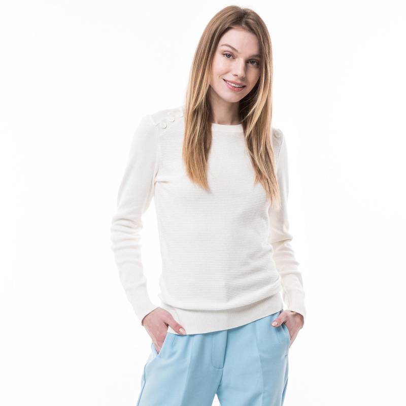 Pullover, Rundhals, Langarm Damen Ecru S von Manor Woman