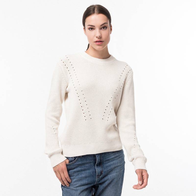 Pullover, Rundhals, Langarm Damen Ecru XS von Manor Woman