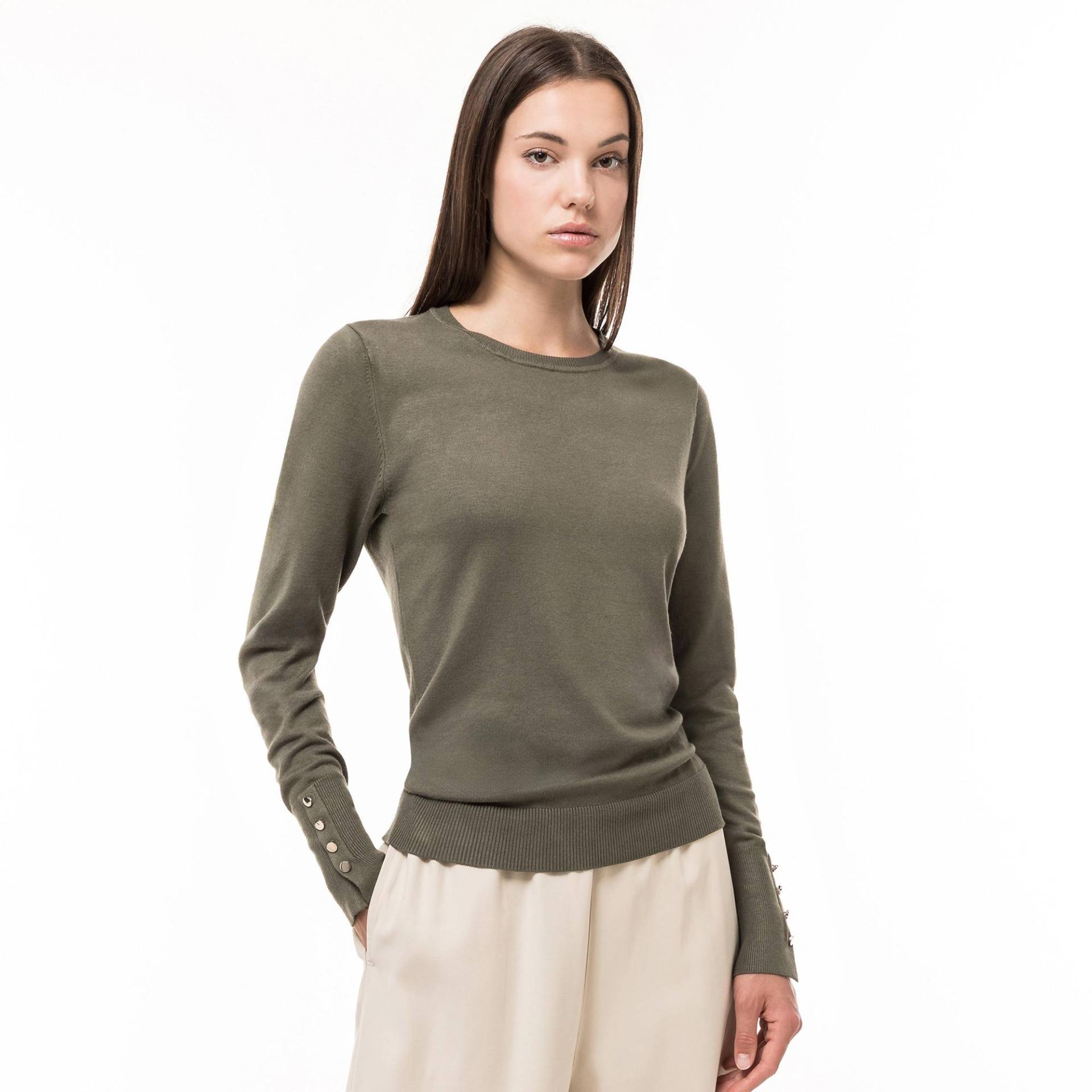 Pullover, Rundhals, Langarm Damen Militärgrün M von Manor Woman