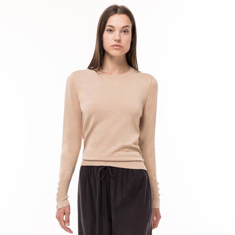 Pullover, Rundhals, Langarm Damen Sand XS von Manor Woman