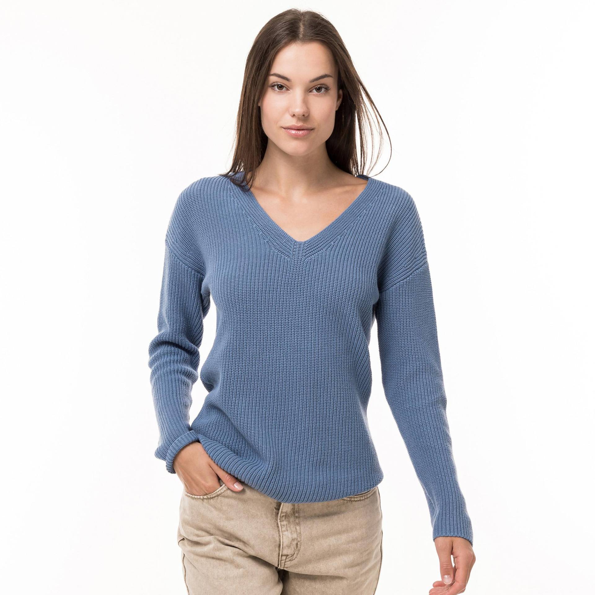 Pullover, Rundhals Damen Blau L von Manor Woman